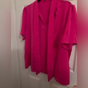 Hot pink tie neck blouse size 3XL NWOT​